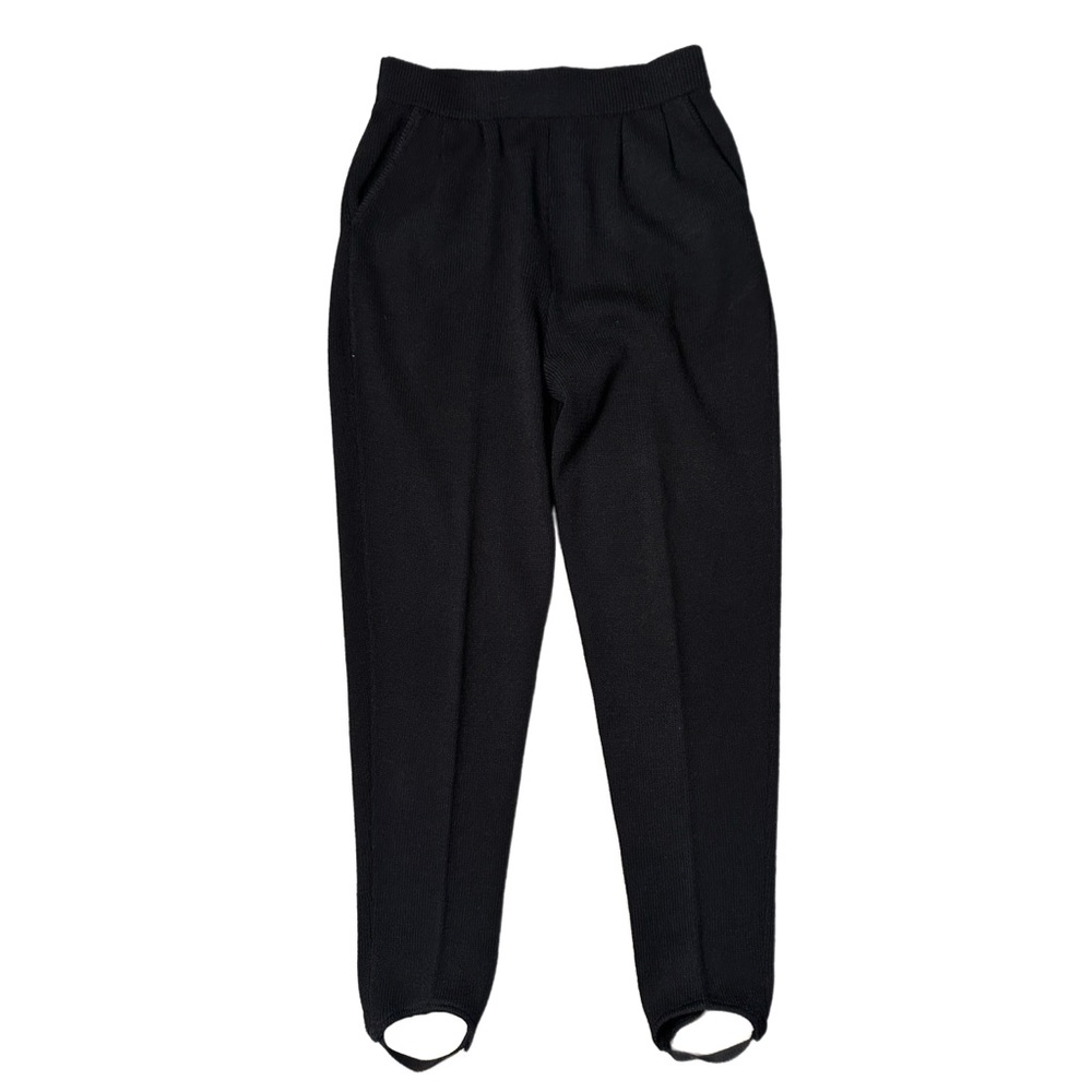 St. John Santana Knit Stirrup Black Pleated Pants Size 4